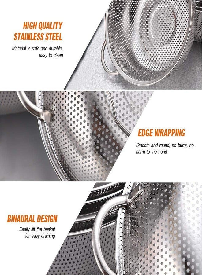 FEELING MALL Colander Stainless Steel Micro-Perforated Colanders Strainers for Draining Rinsing Washing, Ideal for Pasta Vegetables Fruits, Heavy Duty & Dishwasher Safe Set of (1) - Image 5